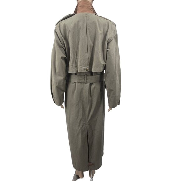 Vintage Together! Womens Olive Green Belted Cotton/Nylon Trench Coat Size 8 - Picture 2 of 8